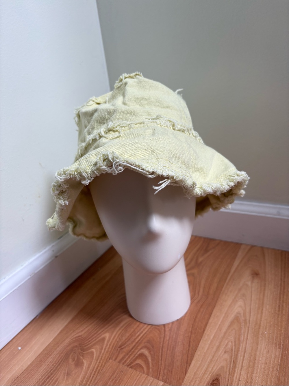 Butter Yellow Frayed Bucket Hat Double Sided